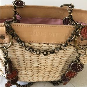 Adrienne Vittadini Straw/Leather shoulder bag.